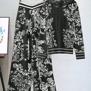 Black And White Casual Women's Minimalist Sweater Set